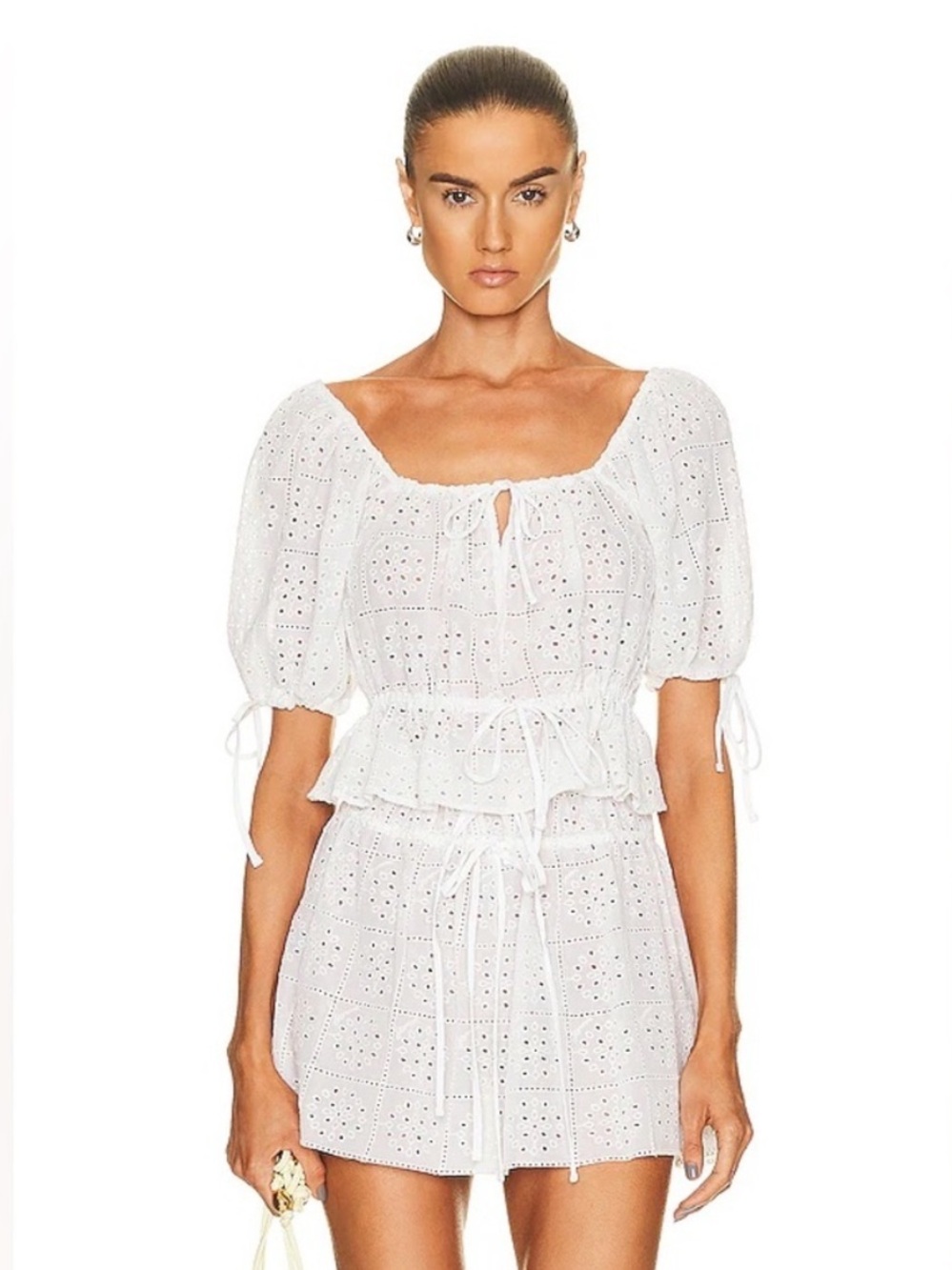NWT GANNI Light Broderie Anglaise Cropped Top - Size 36 - White